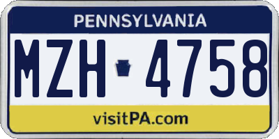 PA license plate MZH4758