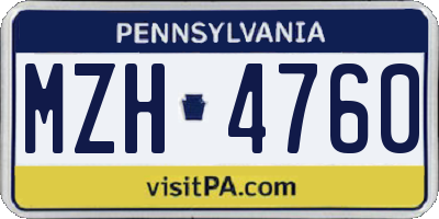 PA license plate MZH4760