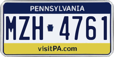 PA license plate MZH4761