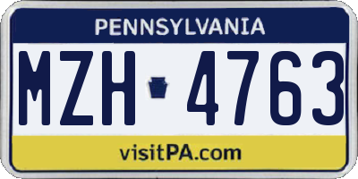 PA license plate MZH4763