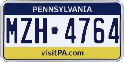 PA license plate MZH4764