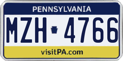 PA license plate MZH4766