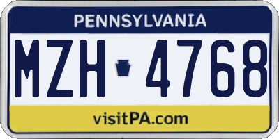 PA license plate MZH4768