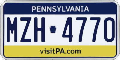 PA license plate MZH4770