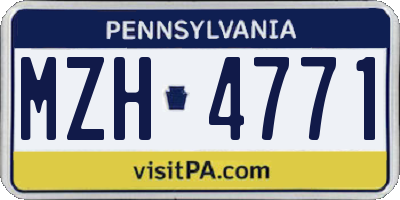 PA license plate MZH4771