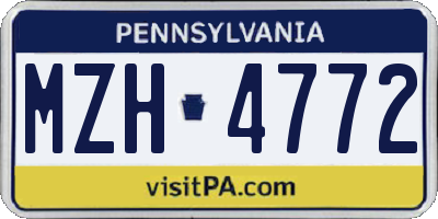 PA license plate MZH4772