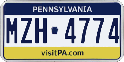 PA license plate MZH4774