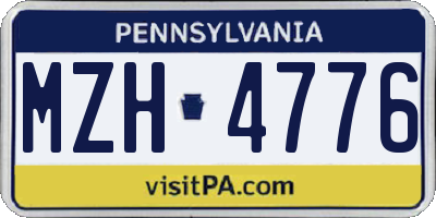 PA license plate MZH4776