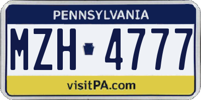 PA license plate MZH4777