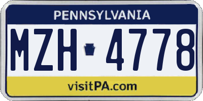PA license plate MZH4778