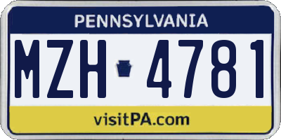 PA license plate MZH4781