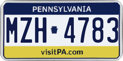 PA license plate MZH4783