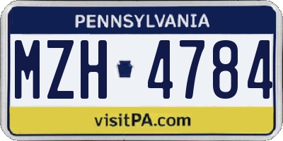 PA license plate MZH4784