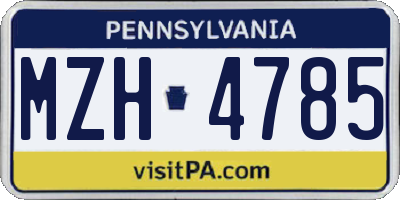 PA license plate MZH4785
