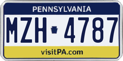 PA license plate MZH4787