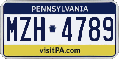 PA license plate MZH4789