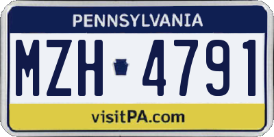 PA license plate MZH4791