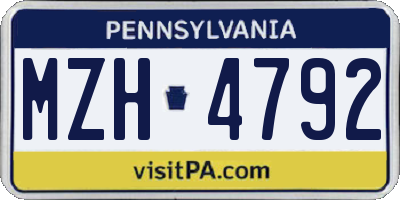 PA license plate MZH4792