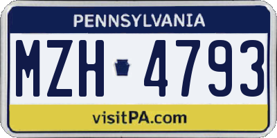 PA license plate MZH4793