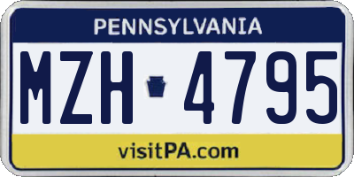 PA license plate MZH4795