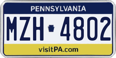 PA license plate MZH4802