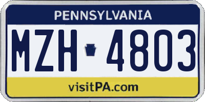 PA license plate MZH4803