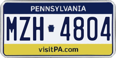 PA license plate MZH4804