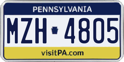 PA license plate MZH4805