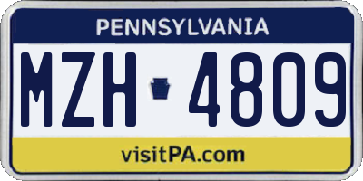 PA license plate MZH4809