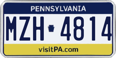 PA license plate MZH4814