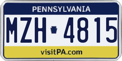 PA license plate MZH4815