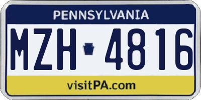 PA license plate MZH4816
