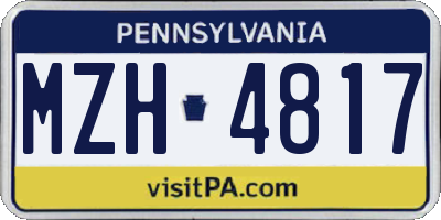 PA license plate MZH4817