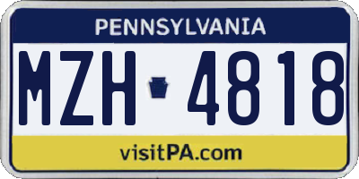 PA license plate MZH4818
