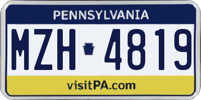 PA license plate MZH4819