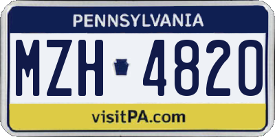 PA license plate MZH4820