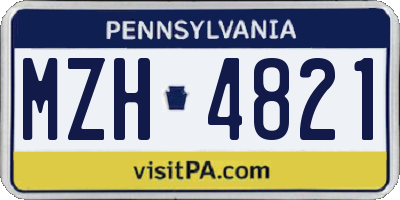 PA license plate MZH4821