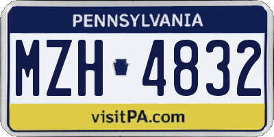 PA license plate MZH4832