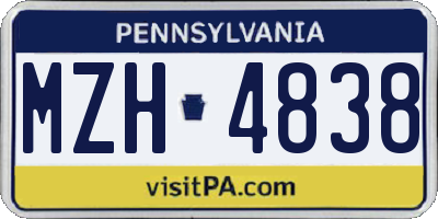 PA license plate MZH4838