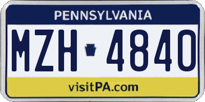 PA license plate MZH4840