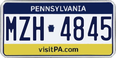 PA license plate MZH4845