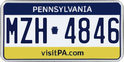 PA license plate MZH4846