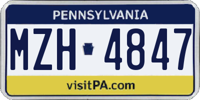 PA license plate MZH4847