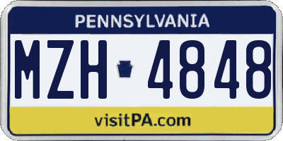 PA license plate MZH4848