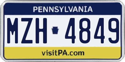 PA license plate MZH4849