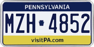 PA license plate MZH4852