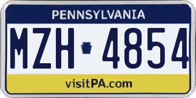 PA license plate MZH4854