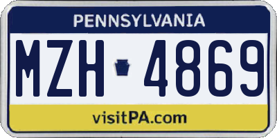 PA license plate MZH4869
