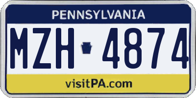 PA license plate MZH4874