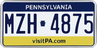 PA license plate MZH4875